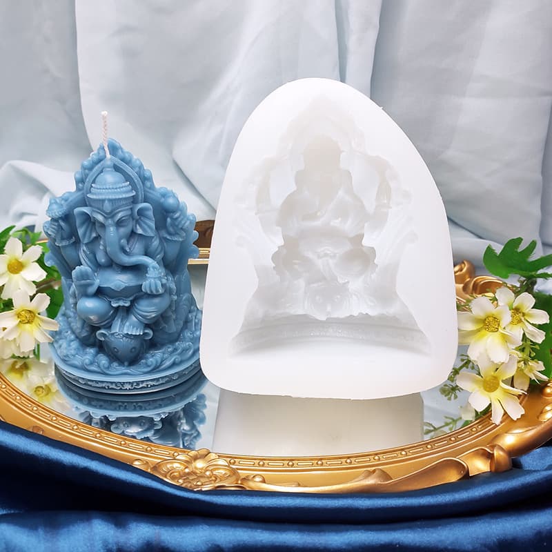 3D Ganesha Statue Aromatherapy Candle Silicone Mold for Handmade Chocolate Fondant Soap Plaster Resin Silicone Mold