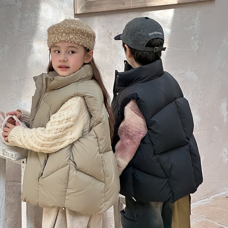 Children's Down Vest, Thickened Autumn/Winter New Unisex Outer Wear Sleeveless Jacket for Various Sizes