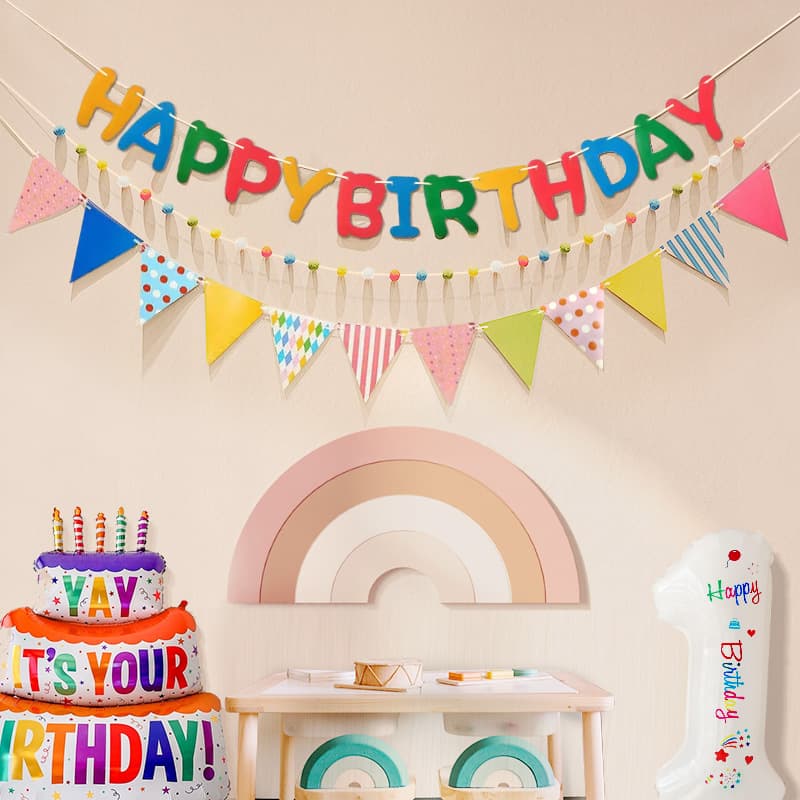 Birthday scene decorations children's flag boys and girls one-year-old baby party atmosphere props balloons