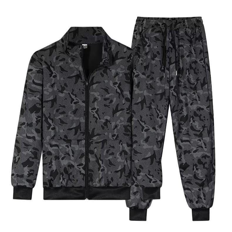 Camouflage cardigan suit men's thin coat leggings sweatshirt sweatpants sports stand collar work clothes cheap foreign trade wholesale