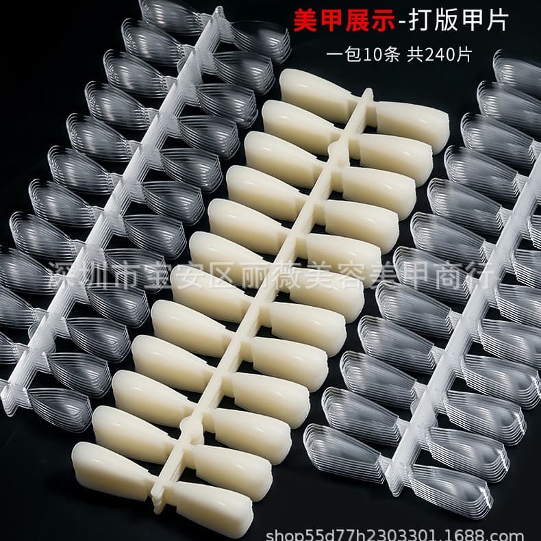 240 Pcs Clear Natural T-Shape Nail Tips for Swatching, Long and Short Teardrop Display Nail Tips, False Nails