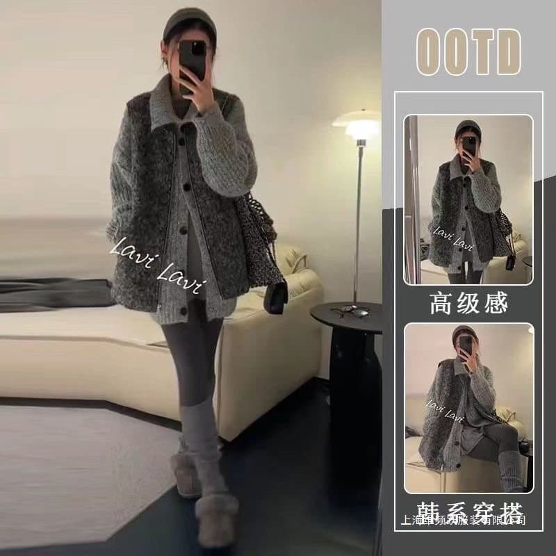 Maternity wear, autumn and winter wear, knitted sweater jacket, vest, Korean style mid-length, butt-covering, trendy mom winter suit
