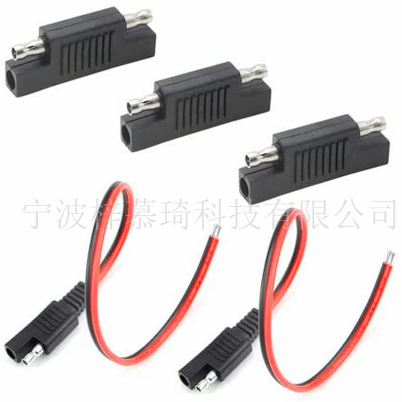 2 Pcs SAE 18AWG 30CM + 3 SAE Connectors Solar Panel Charging Polarity Reverse Connector
