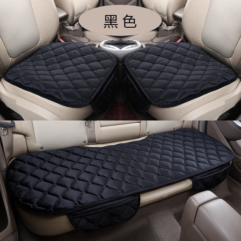 Car Seat Cushion Winter Fluffy Half-Cover No Backrest Three-Piece Set, Tie-Free, Non-Slip, Thick Seat Pad, Single Piece