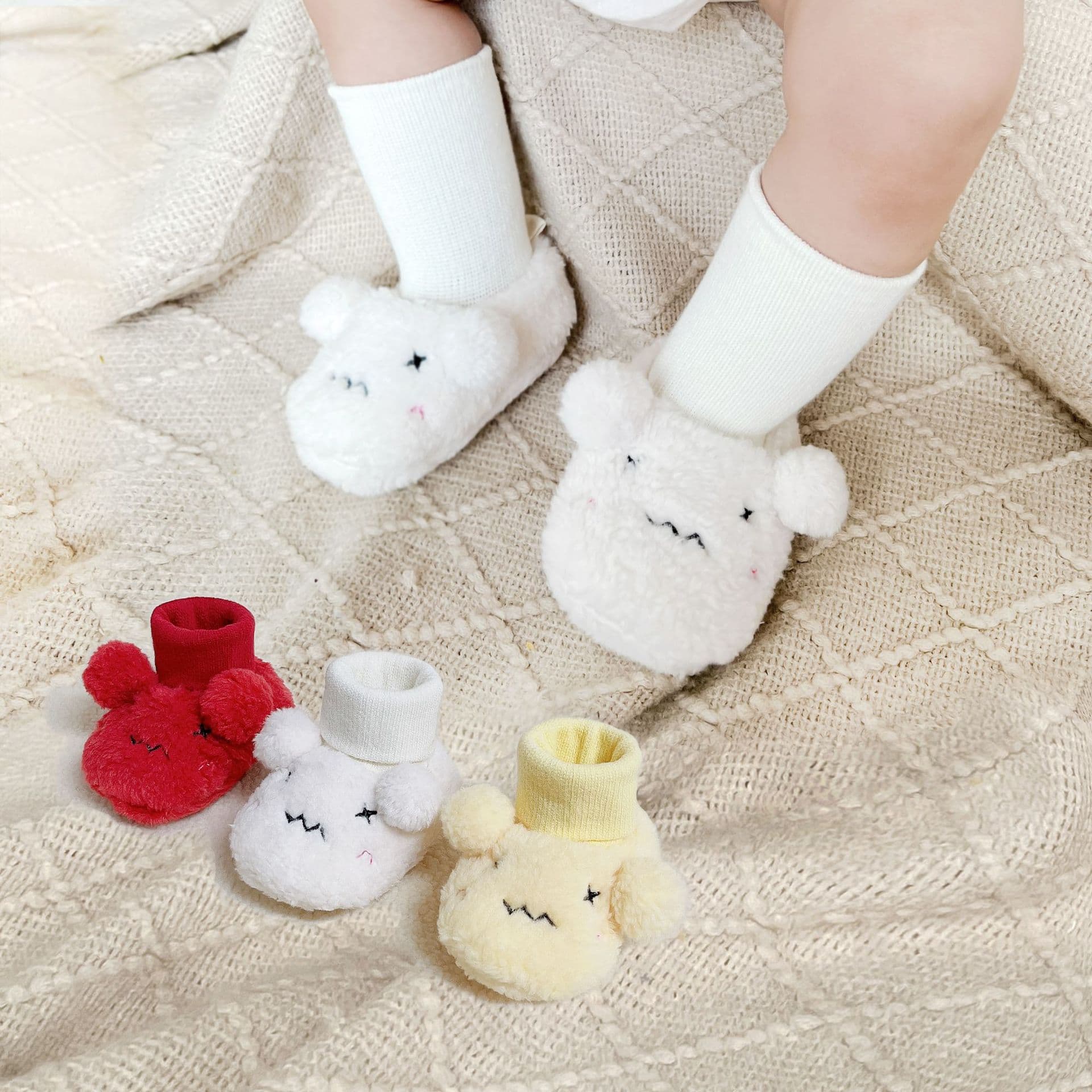 2022 Autumn/Winter Baby Cotton Shoes Newborn Fleece-Lined Sock Shoes Foot Covers Infant Shoes for Newborns