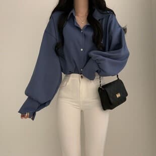 Puff Sleeve Elegant V-neck Professional White Blouse for Women, Designed Spring Autumn Plus Size Inner Layering Top Shirt
