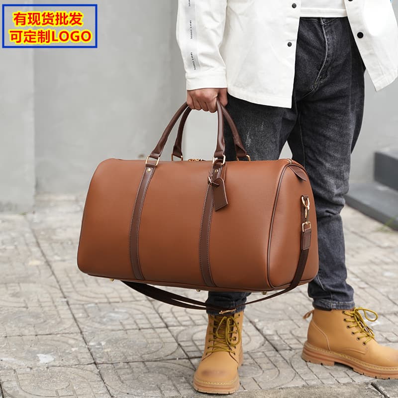 Korean Style Travel Bag Large Capacity Handheld Tourist Luggage Bag Wet And Dry Separation Soft Leather Solid Color Fitness Bag
