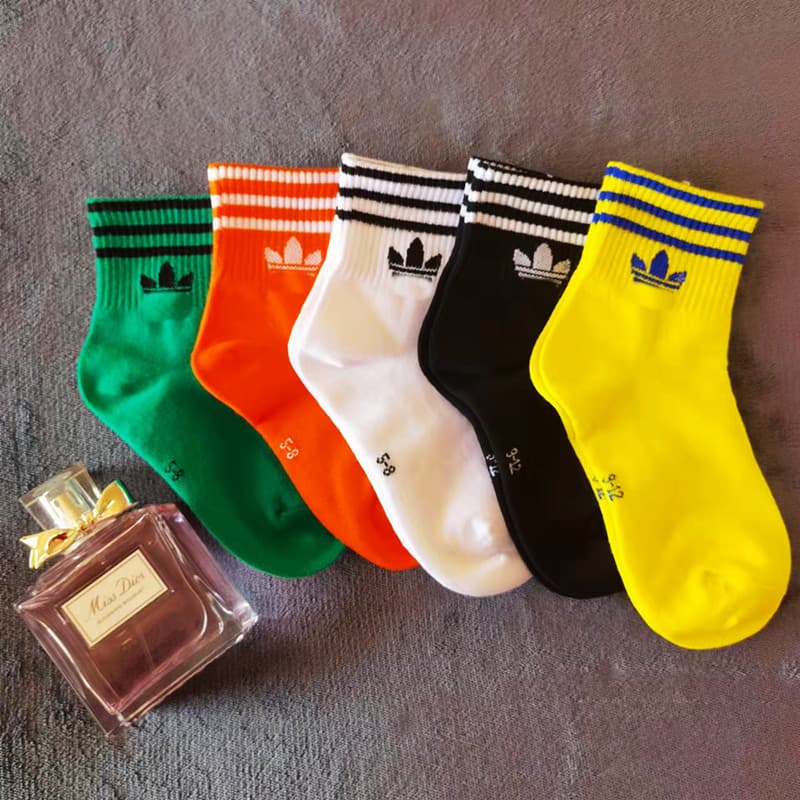 Adidas Originals Kids Socks Summer Thin Mid-Calf Socks for Boys and Girls Toddler Students Spring Autumn Children Socks Big Kids