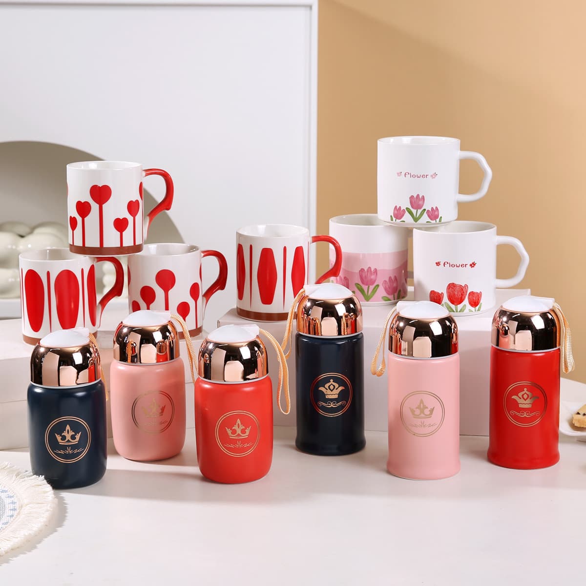 Creative Festive Ceramic Cup Activity Practical Mug Shop Wedding Birthday Accompanying Gift Hand Cup Department Store