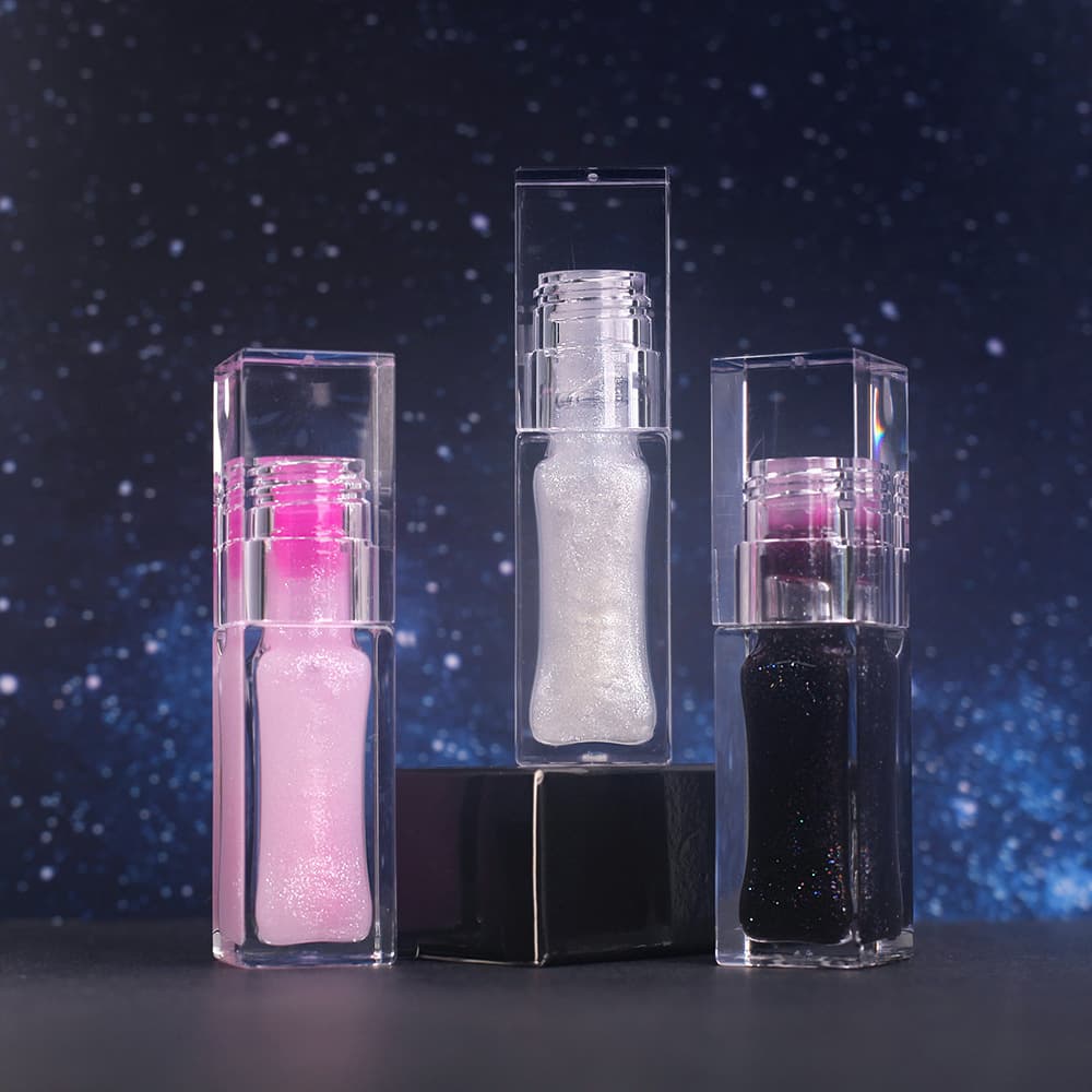 Cross-border Color Changing Lip Oil, Transparent Square Tube, Glitter Lip Gloss, Color Changing Lip Oil, Lip Essence Oil