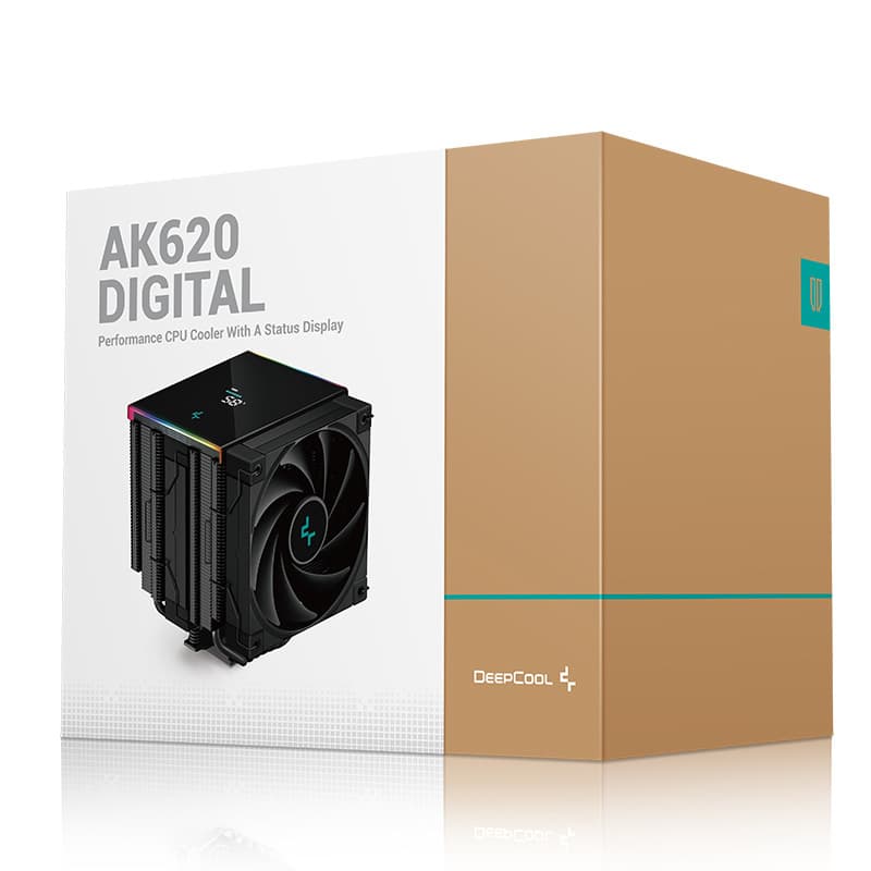 DeepCool AK620 Digital Dual-Tower Air Cooler with High-Temperature Warning Monitor for PC Case