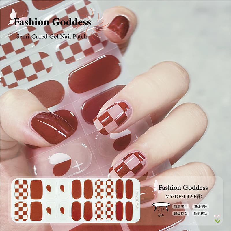 Light hardened gel manicure stickers uv semi-cured phototherapy nail stickers French waterproof full sticker manicure decorations