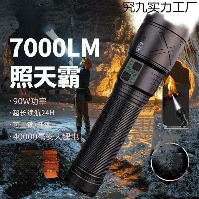 Cross-border White Laser Cannon Aluminum Alloy Flashlight with Input/Output Zoom, High-Power Outdoor Camping Light