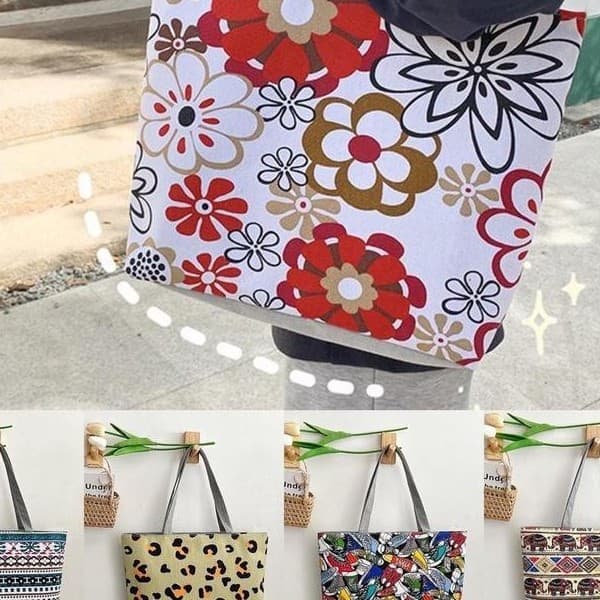 Tote Bag for Women, Large Capacity Canvas Bag, Hand-Held Shoulder Bag, Nordic Style Art Print Bag, Commuter Shopping Bag 1267