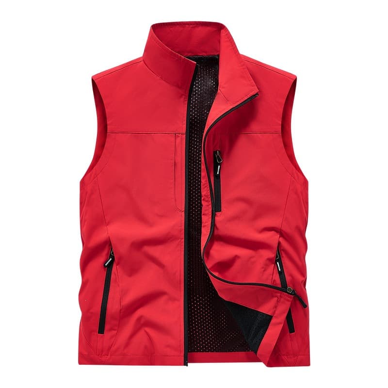 Men's Work Vest, Spring Lightweight Quick-Dry Stand Collar Vest, Outdoor Fishing Quick-Dry Outerwear Vest Jacket