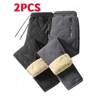 Ouma Men's Extreme Cold Protection Thermal Pants - Thick Fleece Lined Winter Long Pants with Drawstring Waist Design