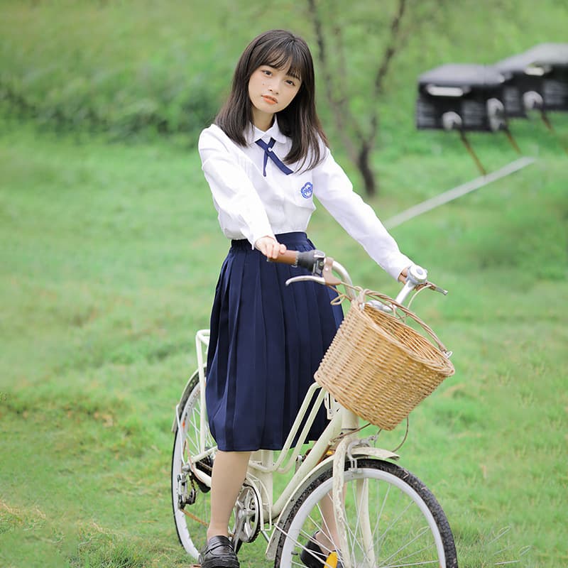 JK Uniform Female Graduation Season College Style Taiwan High School Uniform Shirt Pleated Skirt High School Student Graduation Class Uniform Set