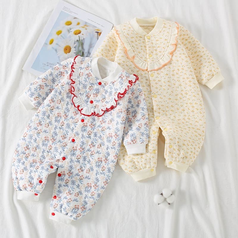 Baby jumpsuit, spring, autumn and winter quilted newborn clothes, baby cotton type A thickened suit, cross-border type A certification