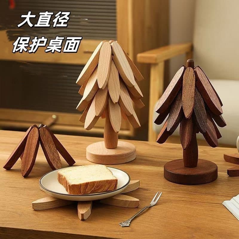 Solid wood insulation mat, placemat, anti-scalding mat, bamboo simple household high temperature resistant table mat, pot mat, coaster, casserole mat