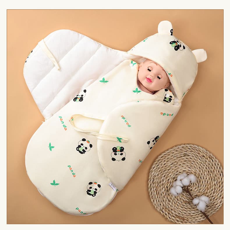Newborn cotton quilt, sleeping bag, baby swaddle, for keeping newborns warm when going out, preventing startle reflexes, swaddled baby jumping, autumn and winter style.