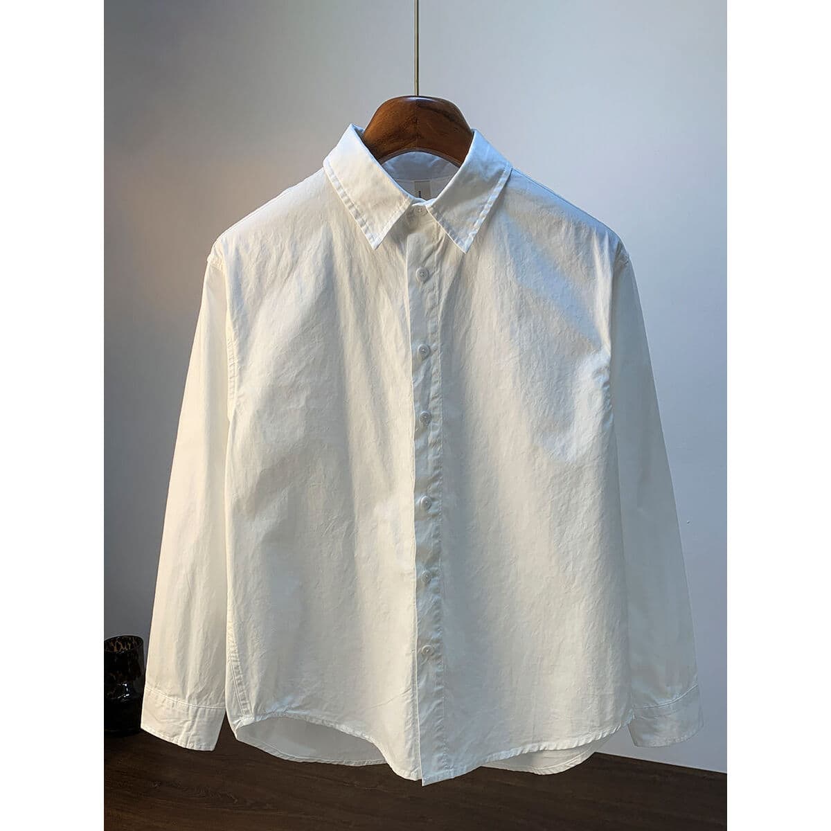 White Long Sleeve Shirt Men 2025 Spring All-Cotton Minimalist Solid Color Large Size Loose High-End Casual Shirt