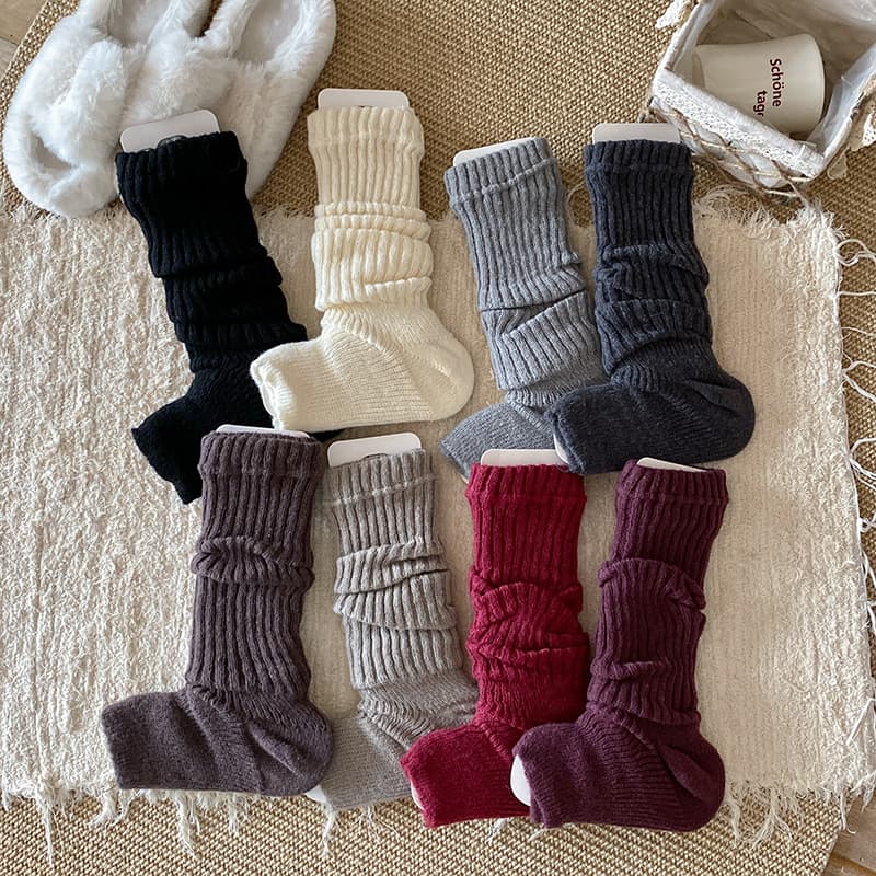Women's socks, autumn and winter knitted foot cover socks, Ankela red stacked warmth y2k spicy girl versatile white calf covers