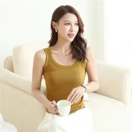【Factory Direct】French Thin Ribbed Cotton Strappy Tank Top Women Live Stream Internet Celebrity Big Hit Anti-exposure Cover Side Fat