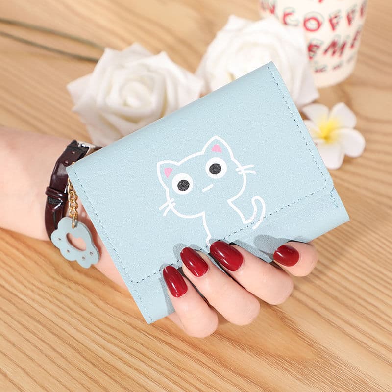 Cute Animal Short Wallet for Women Fresh Style Tri-fold Student Money Holder PU Leather Korean Design Compact Size Daily Use