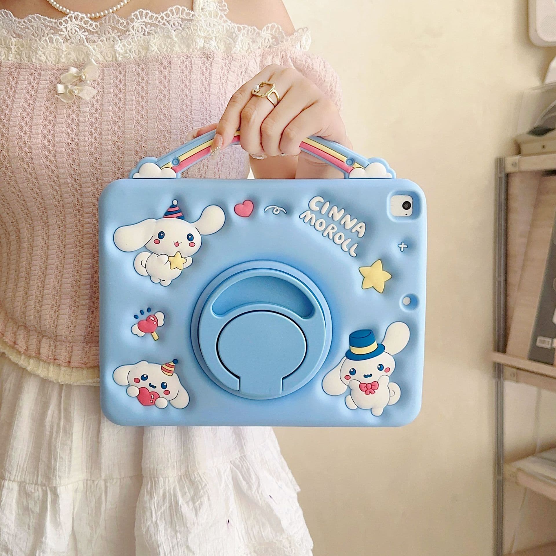 Cartoon Rainbow Cinnamoroll Compatible iPad Air 2025 Silicone Case iPad Pro Tablet Protective Cover