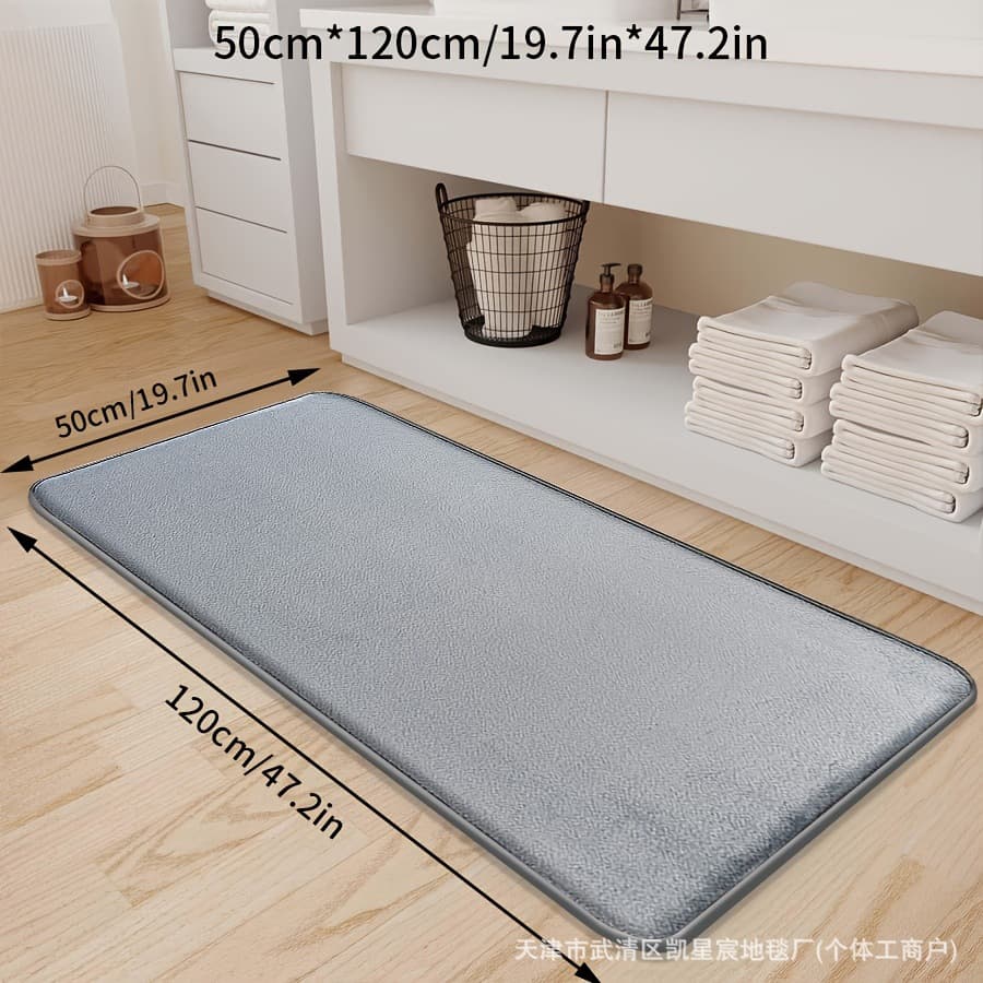 Bathroom Mat, Absorbent, Stain-Resistant, Non-Slip, Door Mat, Simple Cross-Border Style, Home Coral Fleece Floor Mat