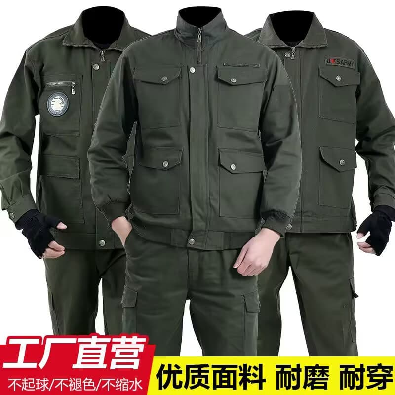 Pure Cotton Workwear Set for Men All-Season Canvas Durable Labor Protection Welder Anti-Scald Workshop Worker Uniform