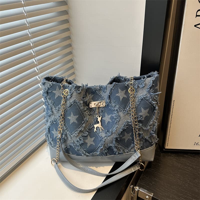 Denim Bag Women New 2025 Fashion Niche Design Shoulder Underarm Bag Versatile Chain Crossbody Bucket Bag