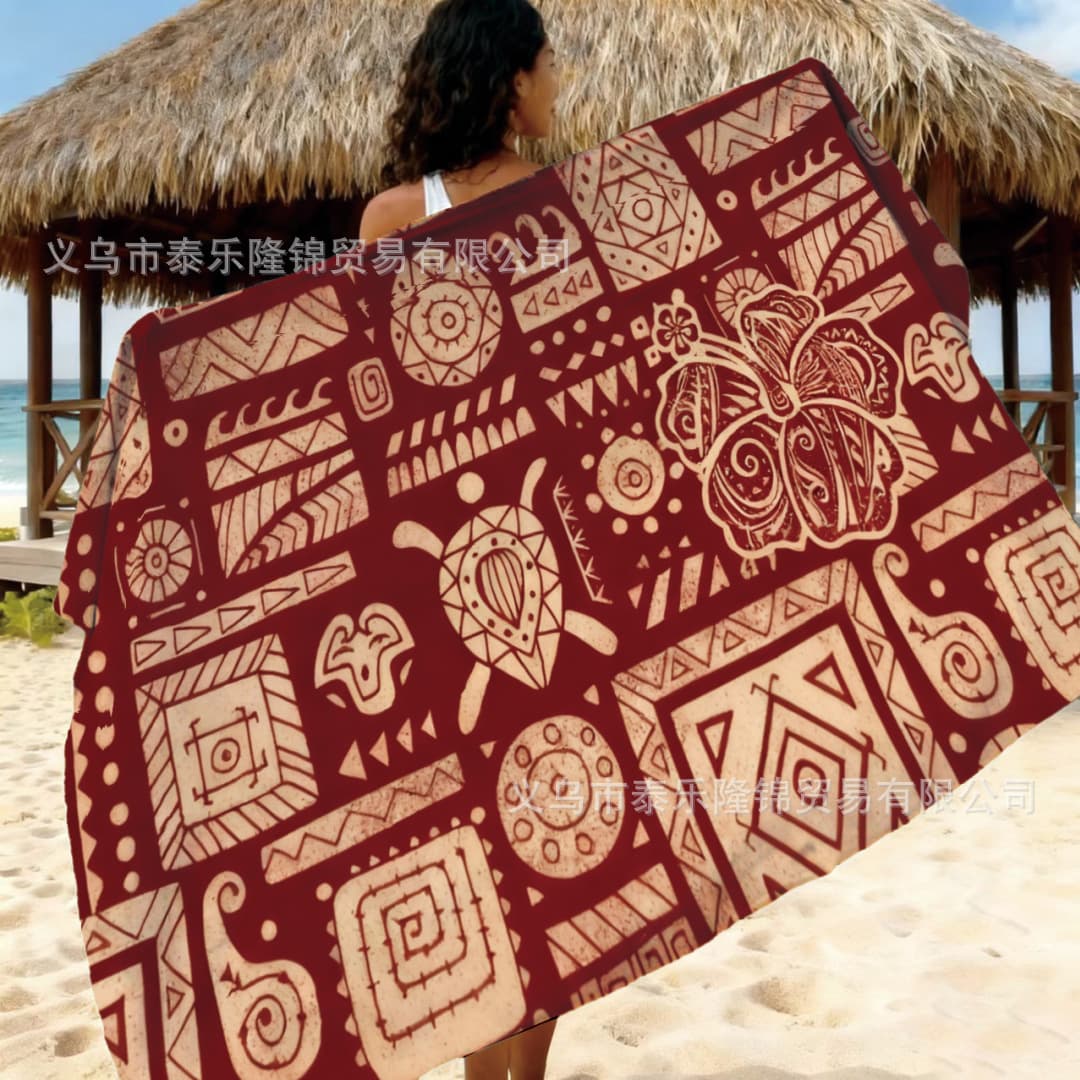 Cross-border bestseller new South Pacific Islands style New Zealand Pareo totem print beach wrap dress