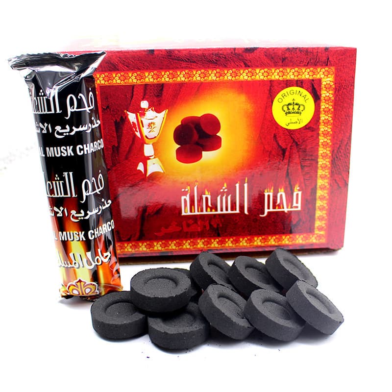 Bulk purchase discount: 10 pieces/roll of fast-burning fruitwood charcoal, fire starter charcoal blocks for barbecuing and tea brewing, highly flammable.