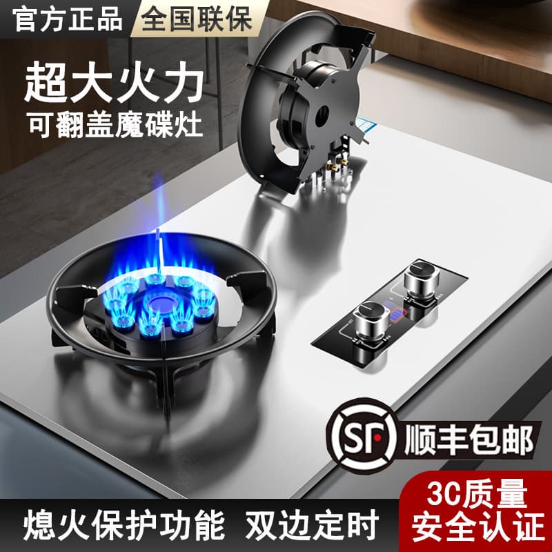High-Power Gas Stove Double Burner Household Built-in Natural Gas Stove Desktop LPG Energy-Saving High-Flame Gas Stove
