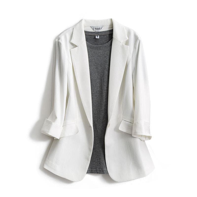 New cotton and linen small suit winter three-quarter sleeve slim fit thin breathable suit jacket black blue beige