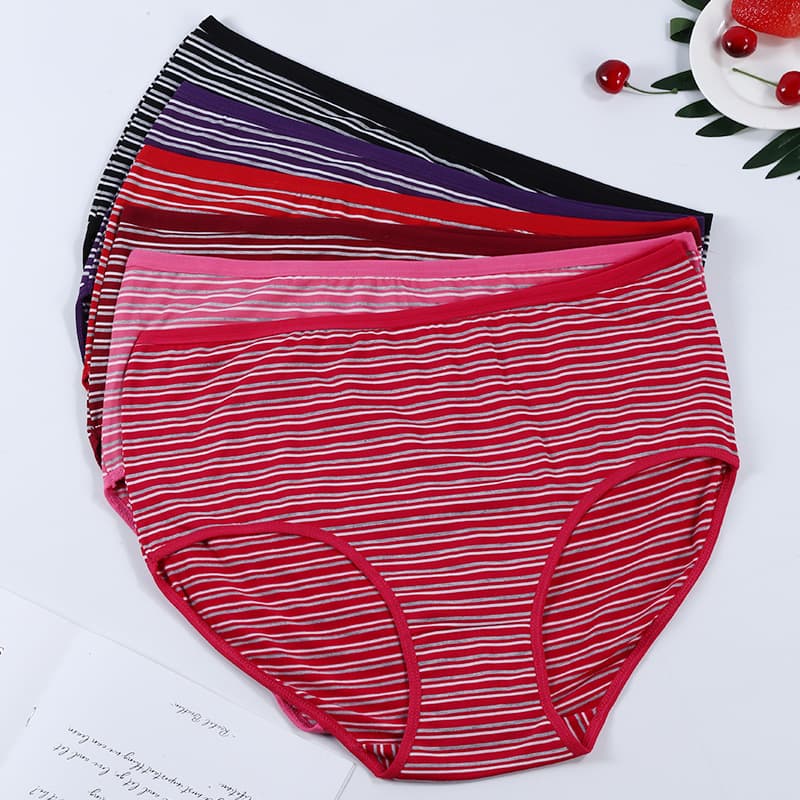 Foreign Order Tc Cotton Striped Women's Underwear, Plus Size, Suitable for Middle-Aged and Elderly Mothers, 100kg Elastic Triangle Panties