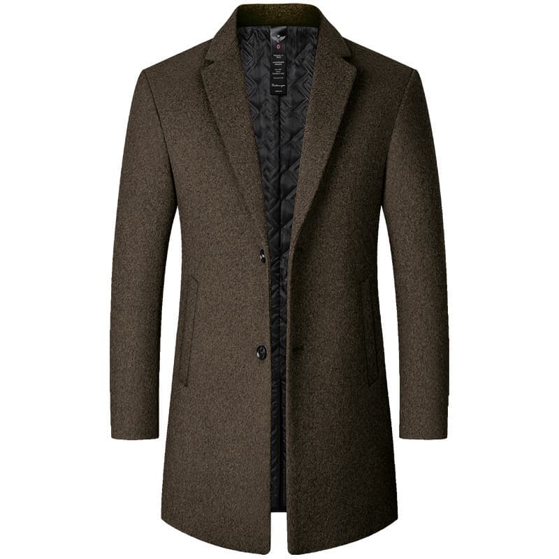 Men's mid-length wool coat for autumn and winter, casual woolen overcoat with smooth fur, new style for 2023.