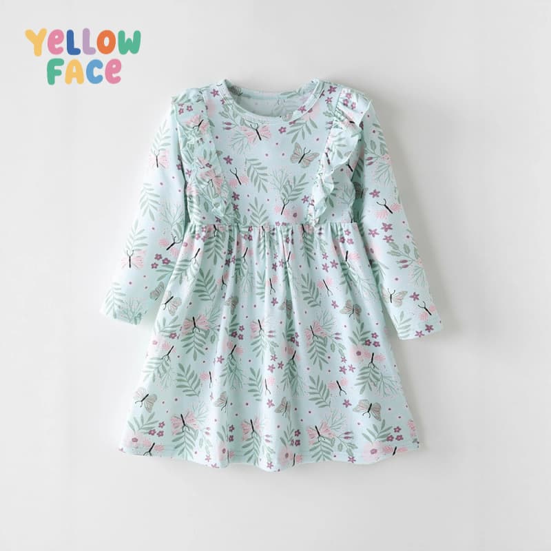 New style long-sleeved dress for girls aged 2-8 years old, spring and autumn baby floral cute European and American princess long-sleeved dress