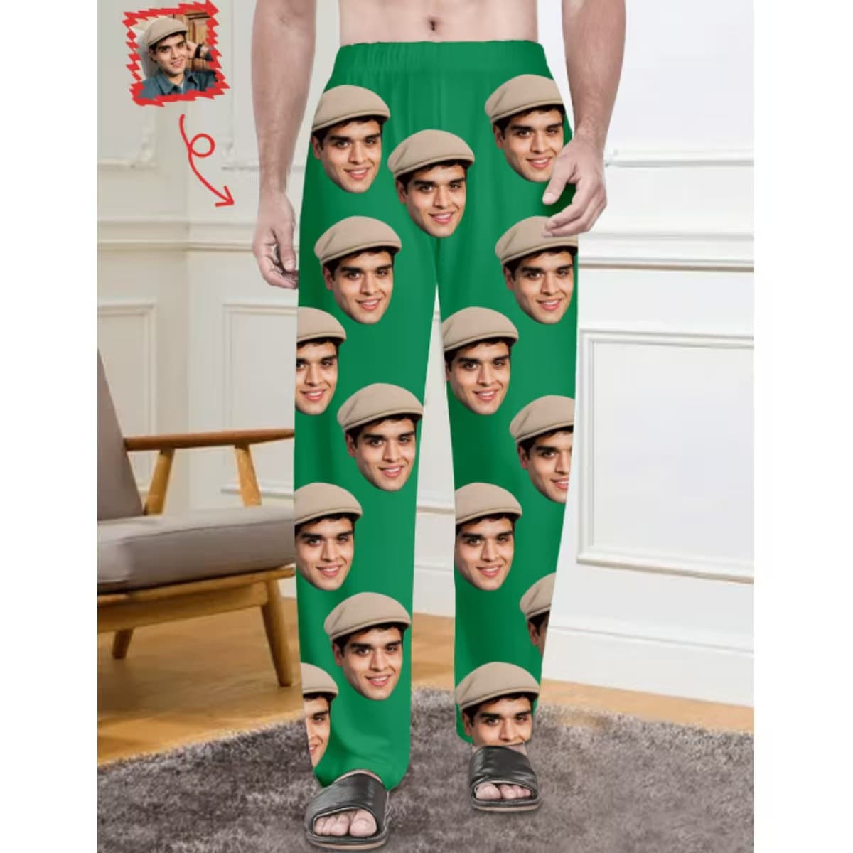 Custom Full-Print Casual Pants, Fun Boyfriend-Style Home Pants, Creative Sleep Pants, Polar Bear Pajamas for Men