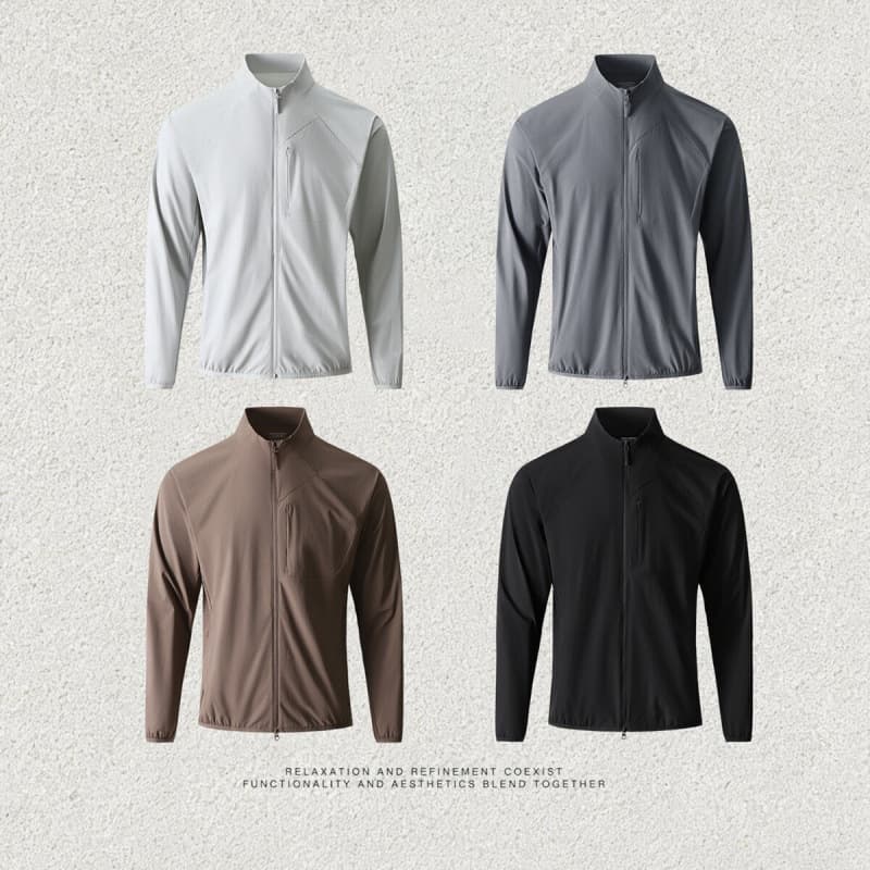 Excellent Quality, 3D Cut, Laser Perforated, Lightweight, Cool and Breathable, Men's Outdoor Stand-Collar Jacket