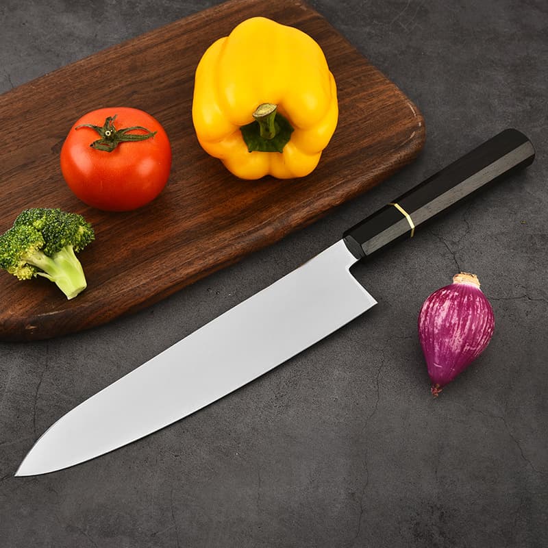 Ebony 240 Beef Knife with Wooden Handle Japanese Fish Head Knife Special Chef Chopping Knife Meat Cutting Cooking Knife Kitchen Cutting Knife