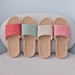 New Linen Slippers Women Home Indoor Anti-Slip Couple Four-Season Floor Slippers Factory Wholesale Wear-Resistant Cool Sandals