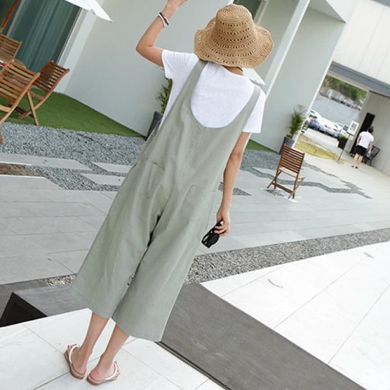 Simple and versatile slimming wide-legged loose overalls 2024 Xia Xin casual casual jumpsuit linen pregnant women can wear