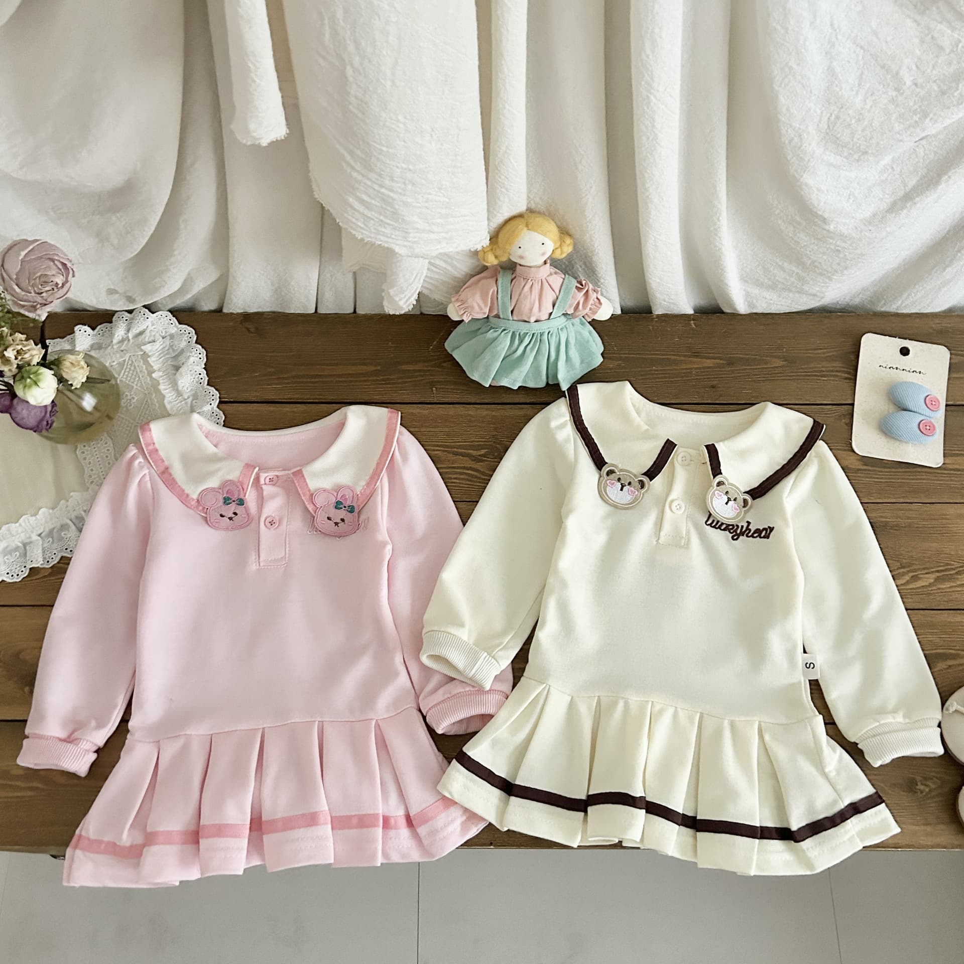 Girls Polo Dress Spring Autumn Kids Princess Dress Baby Girl School Style Doll Collar Dress