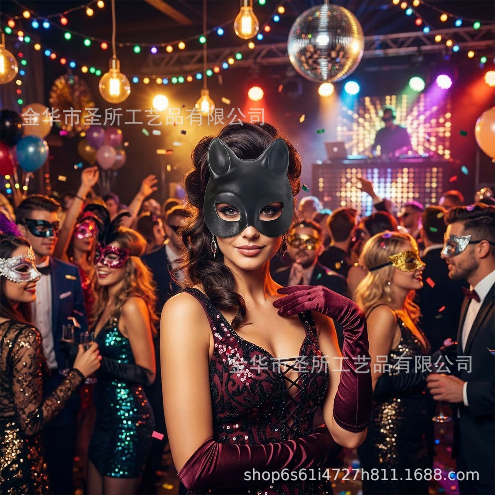 Cross-Border Hot Selling Leather Catwoman Masquerade Mask Eye Cover, Carnival Role-Play Cosplay Prop Accessory