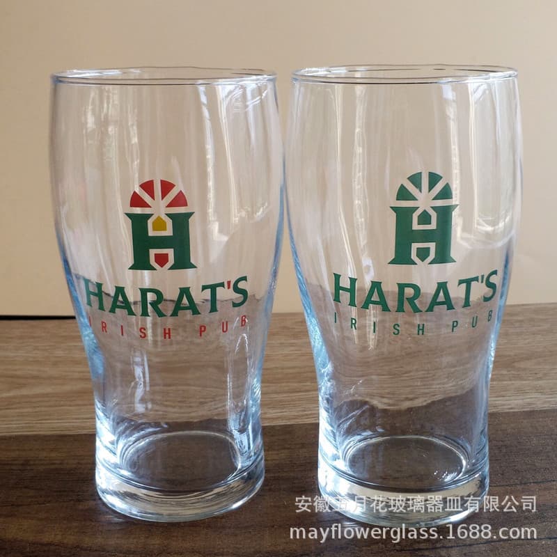 Hot-selling craft beer mug glass, customizable creative logo machine-blown juice cup, dark beer pint cup