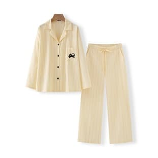 2025 Summer New Tencel Cotton Long-Sleeve Sleepwear Set for Couples, Thin Cardigan Homewear Set