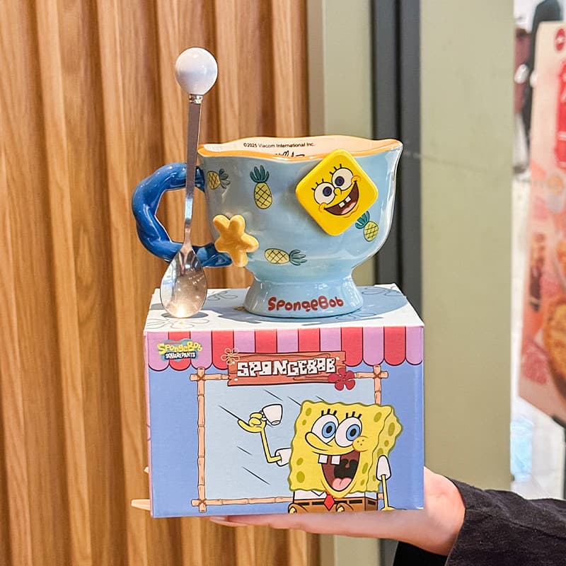 Cute SpongeBob SquarePants Goblet for Girls Home Ceramic Mug Gift Box for Best Friend Practical Souvenir