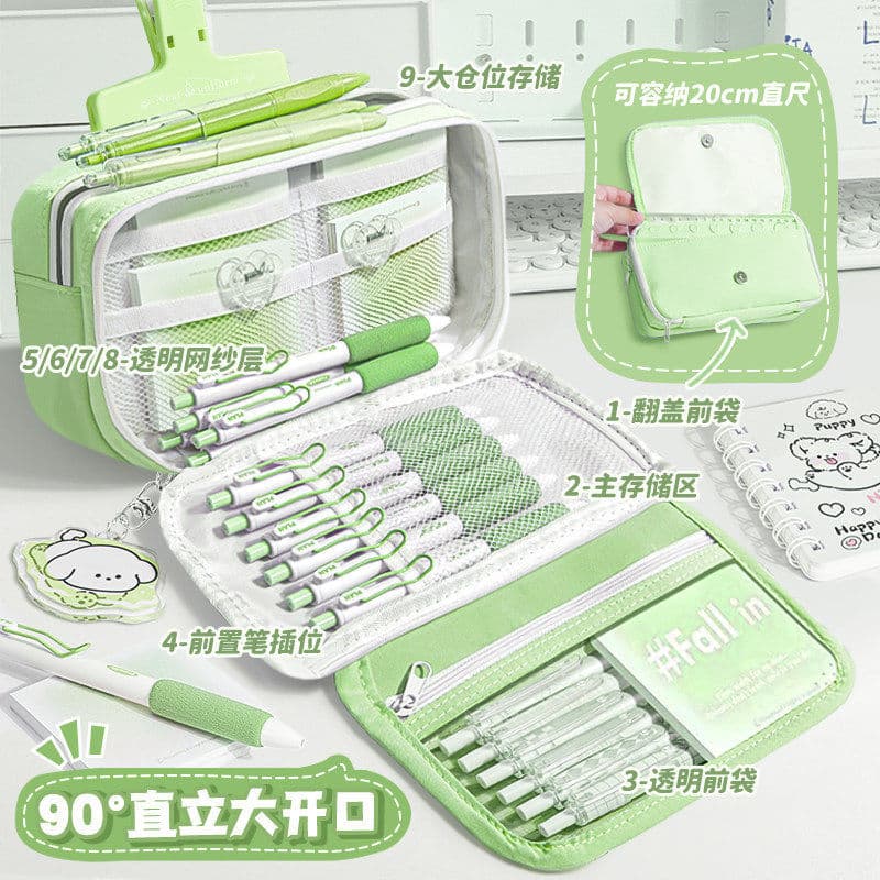 9-Layer Large Capacity Pencil Case, Trendy High-Appearance Stationery Bag for Girls and Boys, Elementary School Students Pencil Pouch